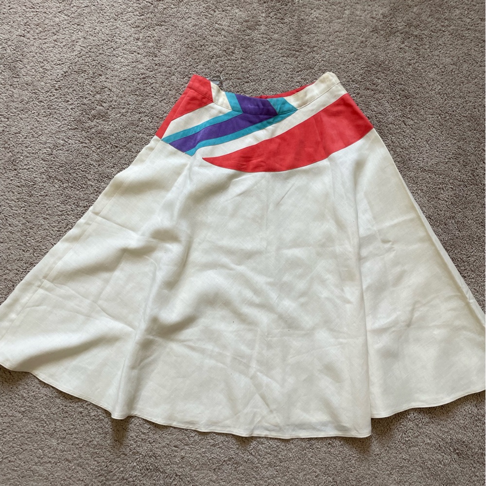 Vintage Suede & Cotton A-Line Skirt